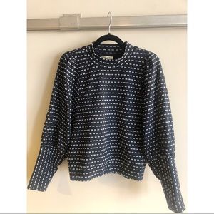 🎀 EUC! Madewell Puff-Sleeve Mockneck Top in Bow-Tie Jacquard, M